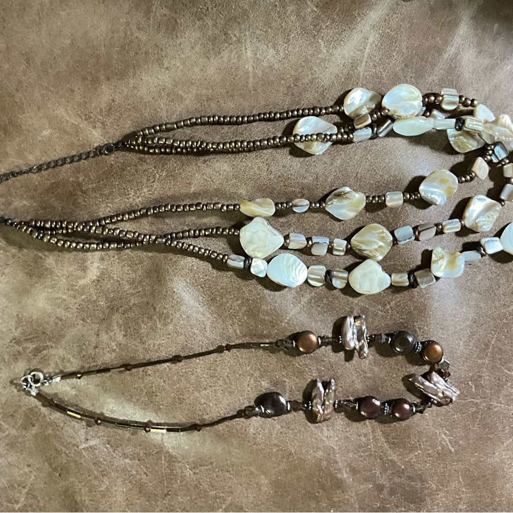 Two Shell Necklaces Multi-Strand Shell And Single… - image 4